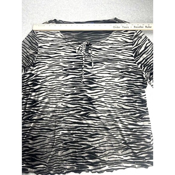 Vintage Notches Top Womens 2X Grey Velvet Zebra Bell Sleeve Whimsigoth Office - Picture 5 of 16